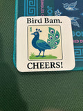 Modern Peacock Bird Bam Cheers Coaster (Each coaster sold individually)